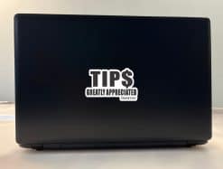 StickerTalk TIPS Greatly Appreciated White and Black Vinyl Sticker Sheet, 4 inches by 2.5 inches