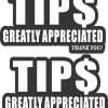 StickerTalk TIPS Greatly Appreciated White Text Vinyl Sticker Sheet, 4 inches by 2.5 inches