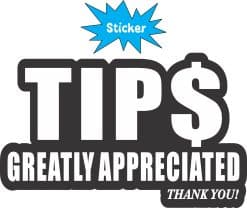 StickerTalk TIPS Greatly Appreciated White Text Vinyl Sticker Sheet, 4 inches by 2.5 inches