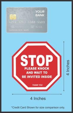 StickerTalk Stop Knock and Wait Vinyl Sticker, 4 inches by 4 inches