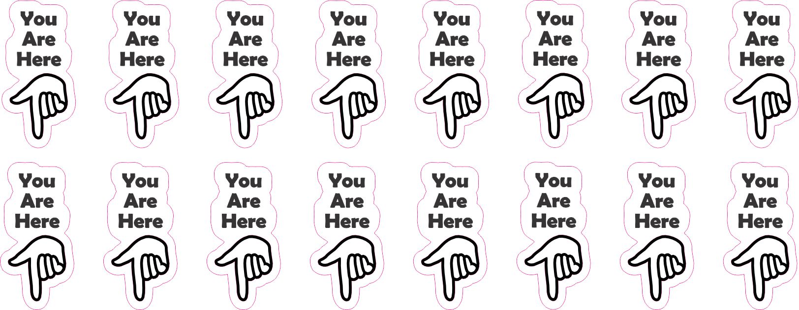 StickerTalk You Are Here Pointing Down Vinyl Sticker Sheet, 0.5 by 1 inch