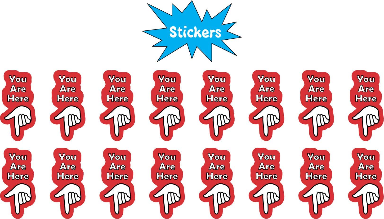 StickerTalk You Are Here Pointing Down Red Vinyl Sticker Sheet, 0.5 by 1 inch