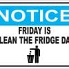 StickerTalk Notice Friday Clean Fridge Day Light Blue Vinyl Sticker, 5 inches by 3.5 inches