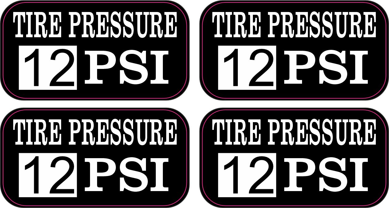 StickerTalk Tire Pressure 12 PSI Vinyl Sticker Sheet, 2 inches by 1 inch
