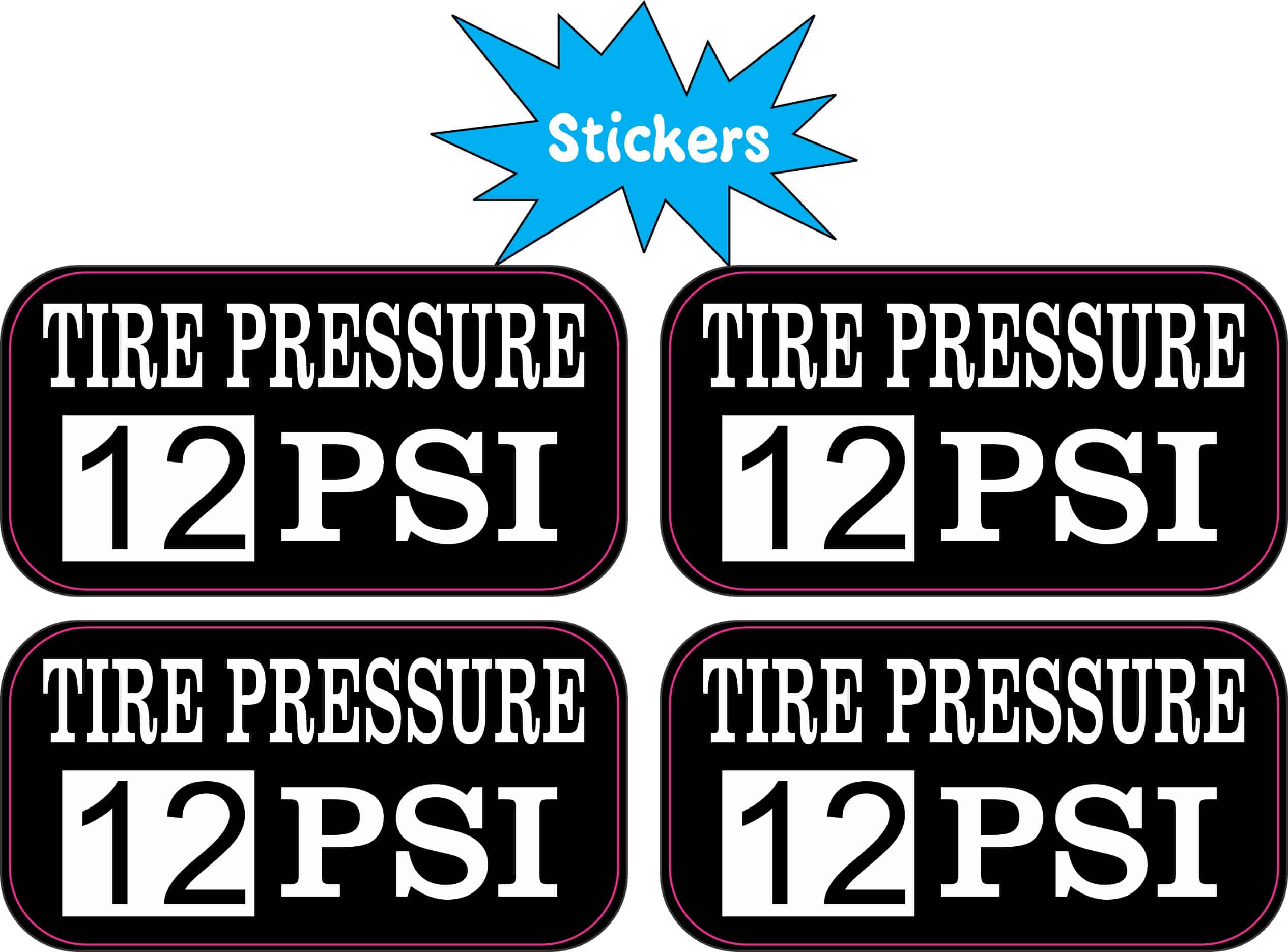 StickerTalk Tire Pressure 12 PSI Vinyl Sticker Sheet, 2 inches by 1 inch