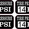StickerTalk Tire Pressure 14 PSI Vinyl Sticker Sheet. 2 inches by 1 inch