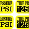 StickerTalk Tire Pressure 125 PSI Vinyl Sticker Sheet Yellow, 2 inches by 1 inch