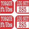 StickerTalk 285 Lug Nut Torque Red Vinyl Sticker Sheet, 2 inches by 1 inch