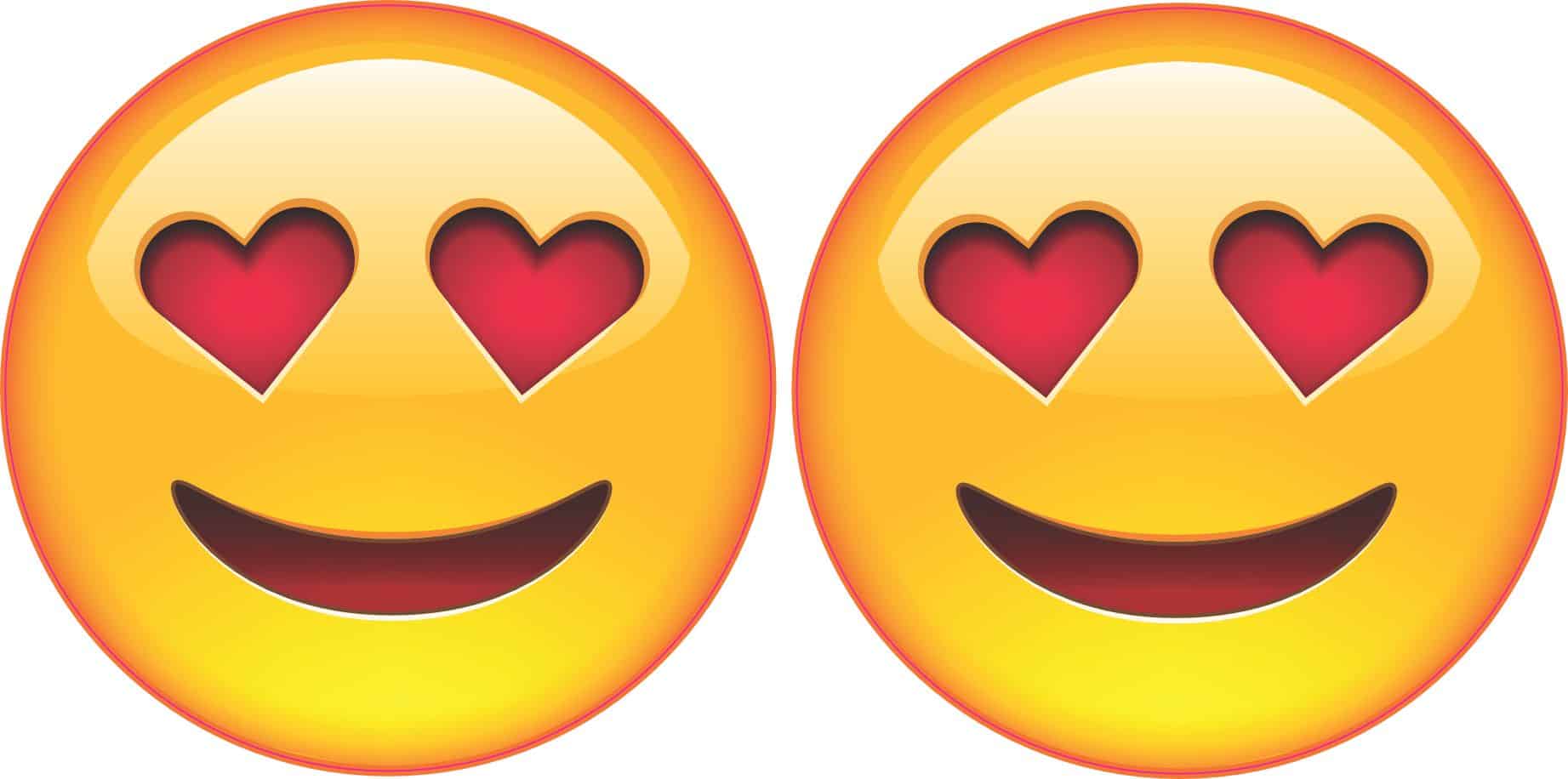 StickerTalk Heart Eyes Emoticon Vinyl Sticker Sheet, 3 inches by 3 inches