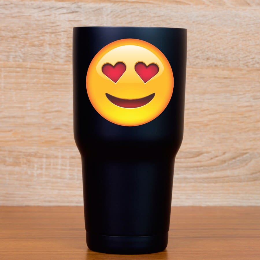 StickerTalk Heart Eyes Emoticon Vinyl Sticker Sheet, 3 inches by 3 inches