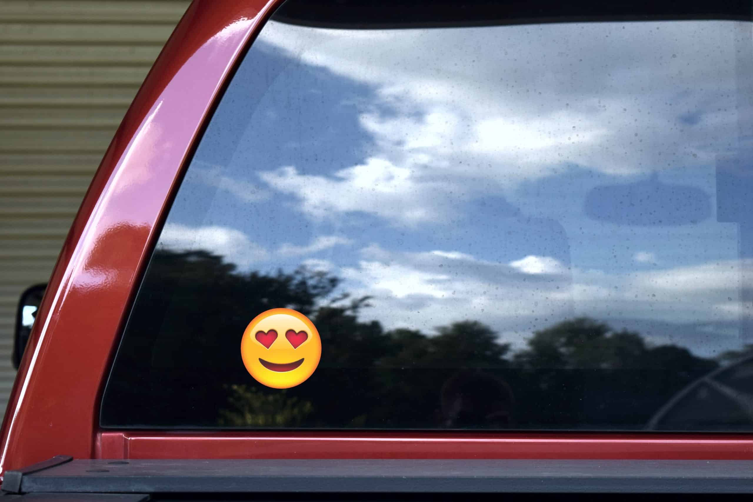 StickerTalk Heart Eyes Emoticon Vinyl Sticker Sheet, 3 inches by 3 inches