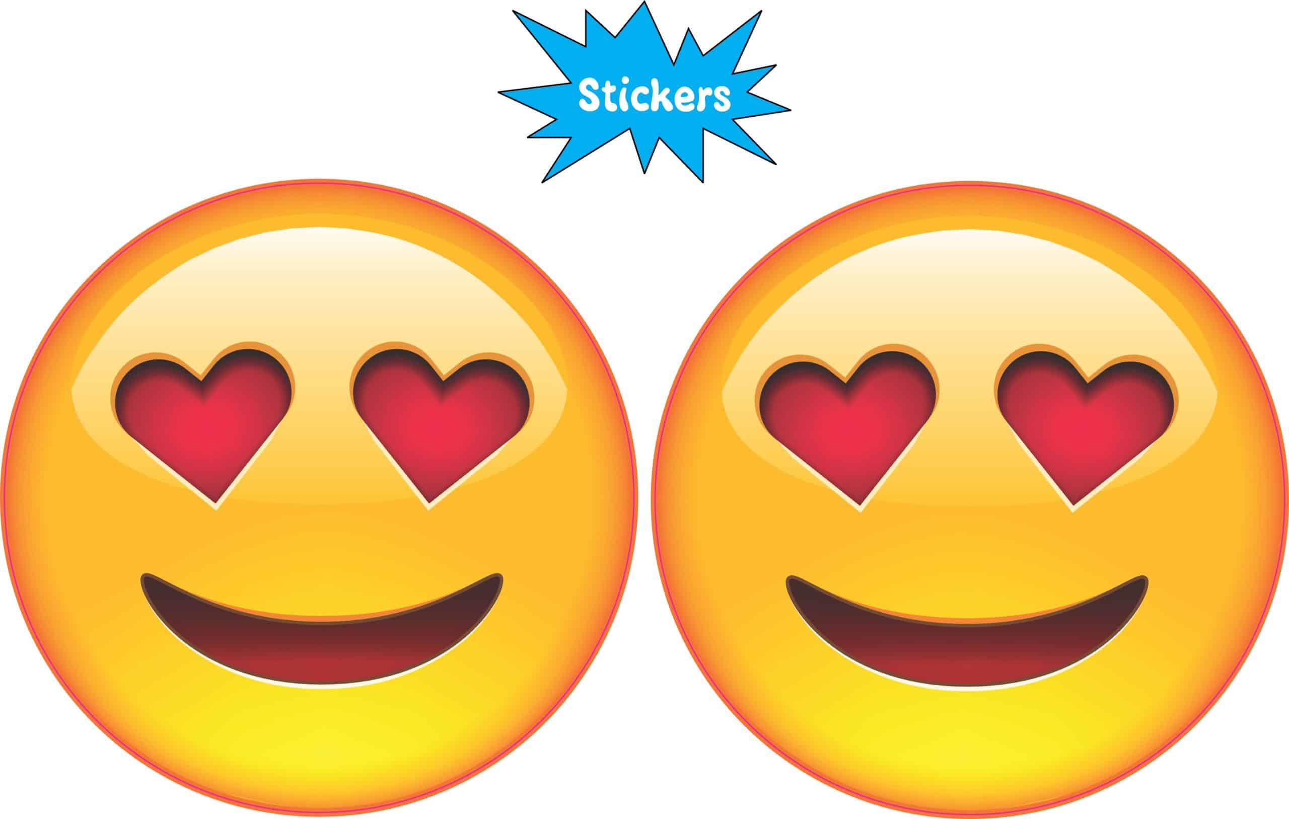 StickerTalk Heart Eyes Emoticon Vinyl Sticker Sheet, 3 inches by 3 inches