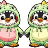 StickerTalk Penguin in Dino Onesie Sticker Sheet, 3 inches by 3.5 inches