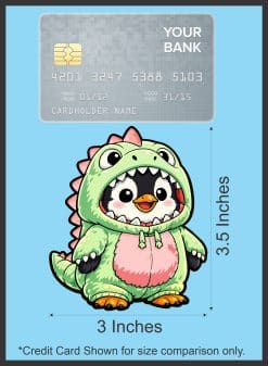 StickerTalk Penguin in Dino Onesie Sticker Sheet, 3 inches by 3.5 inches