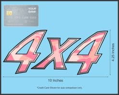 dimensional lettering, pink camouflage pattern, 4x4 text - vinyl removable sticker