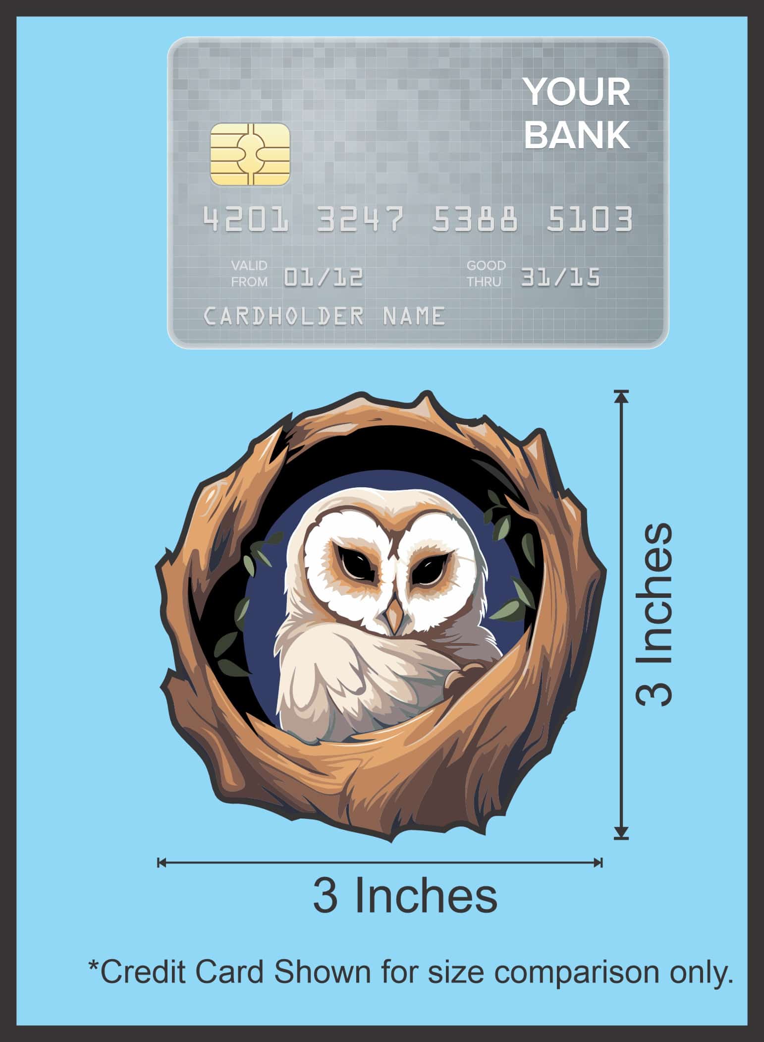 StickerTalk Owl in a Tree Vinyl Sticker Sheet, 3 inches by 3 inches