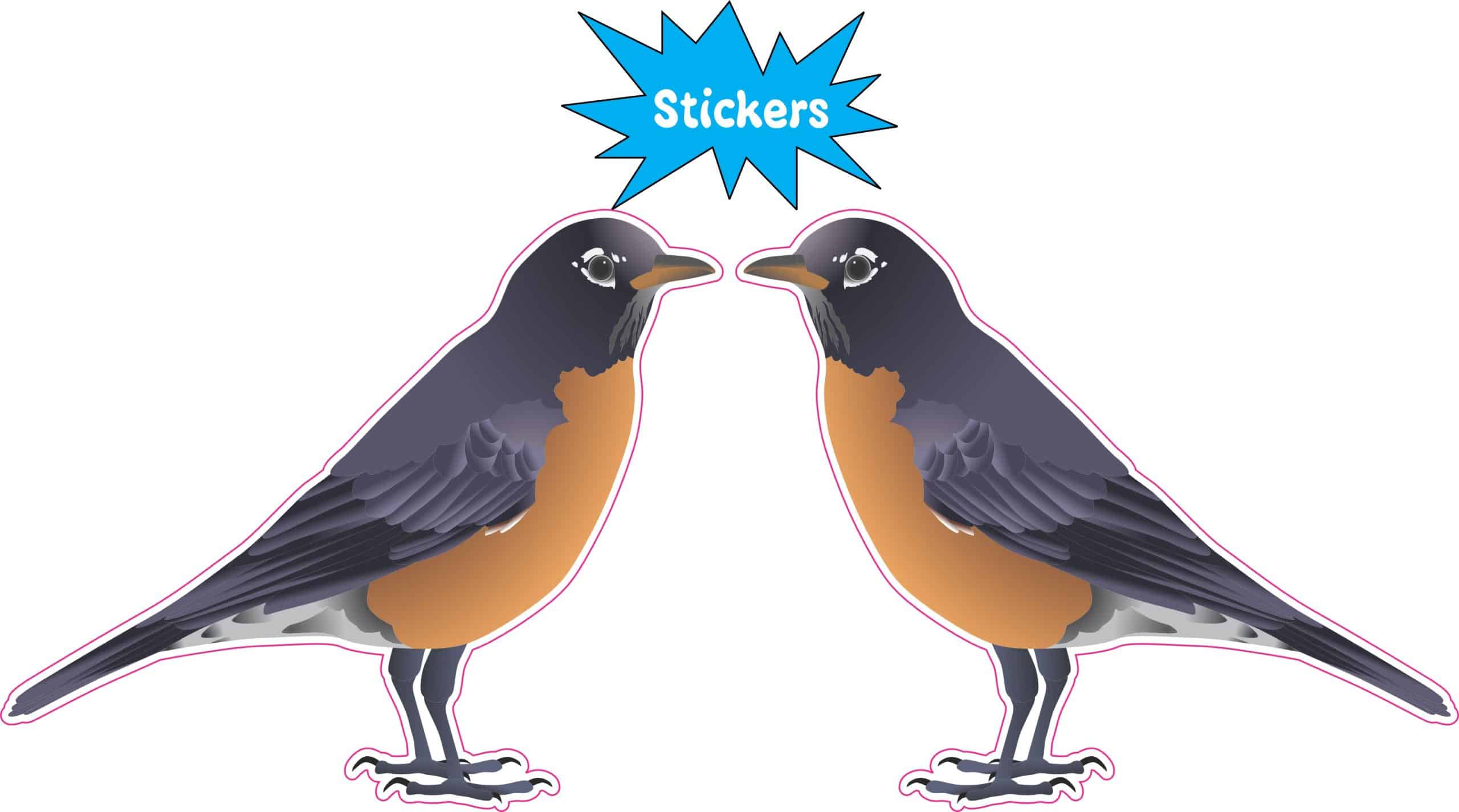 StickerTalk Mirrored Robin Vinyl Sticker Sheet, 3 inches by 2.5 inches