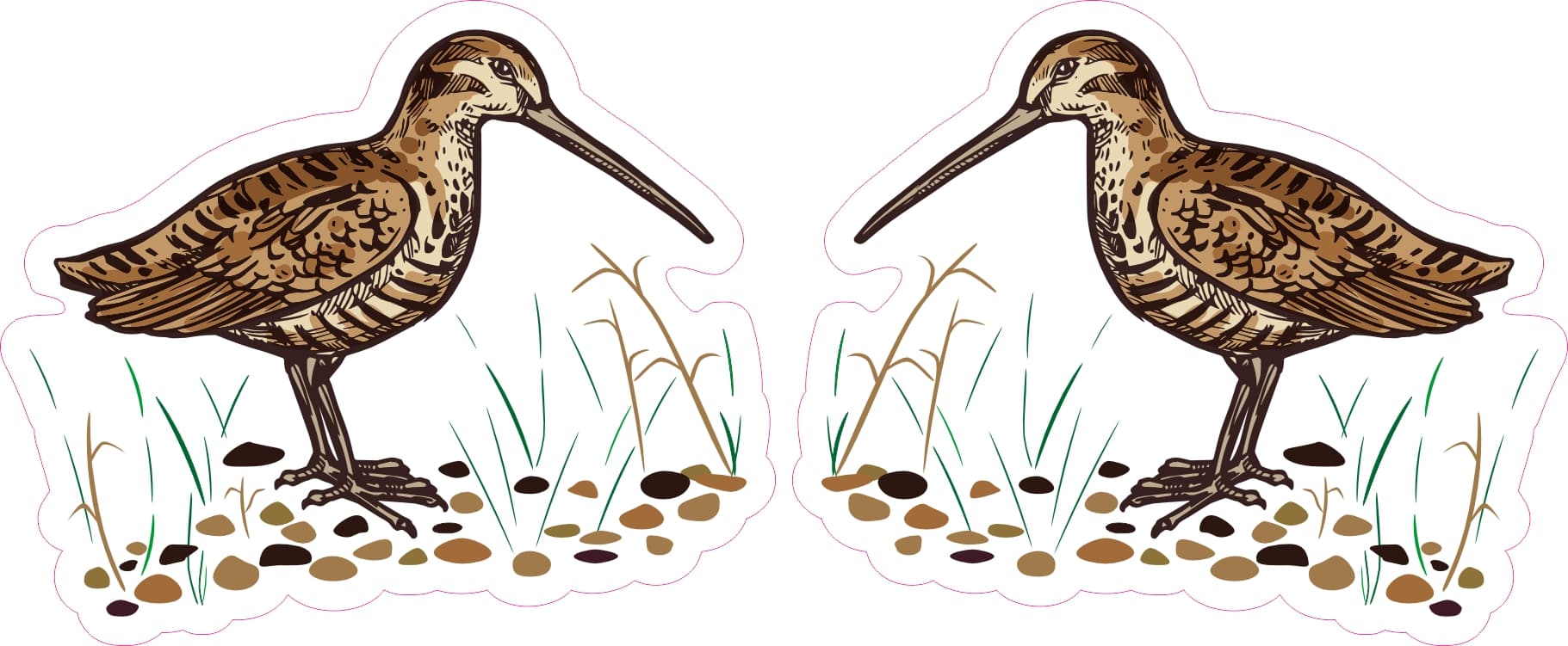 StickerTalk Mirrored Wood Snipe Vinyl Sticker Sheet, 3 inches by 2.5 inches