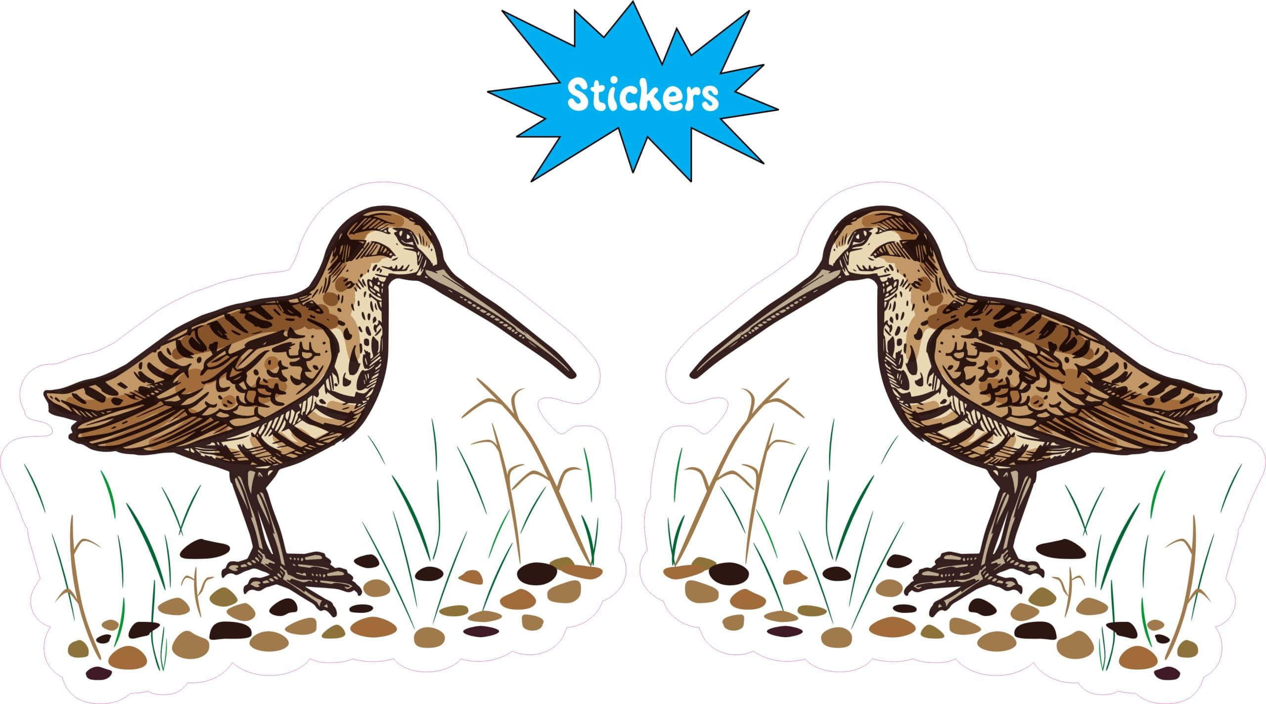 StickerTalk Mirrored Wood Snipe Vinyl Sticker Sheet, 3 inches by 2.5 inches