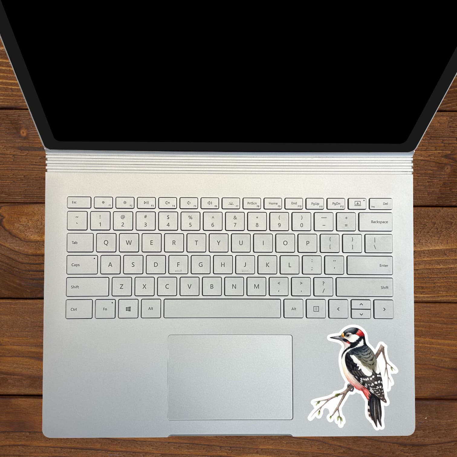 StickerTalk Great Spotted Woodpecker on Branch Vinyl Sticker Sheet, 3 inches by 3.5 inches