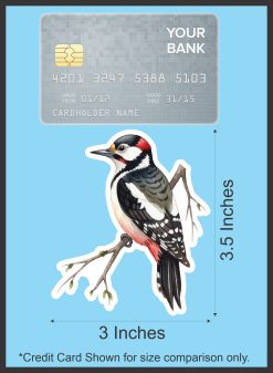 StickerTalk Great Spotted Woodpecker on Branch Vinyl Sticker Sheet, 3 inches by 3.5 inches