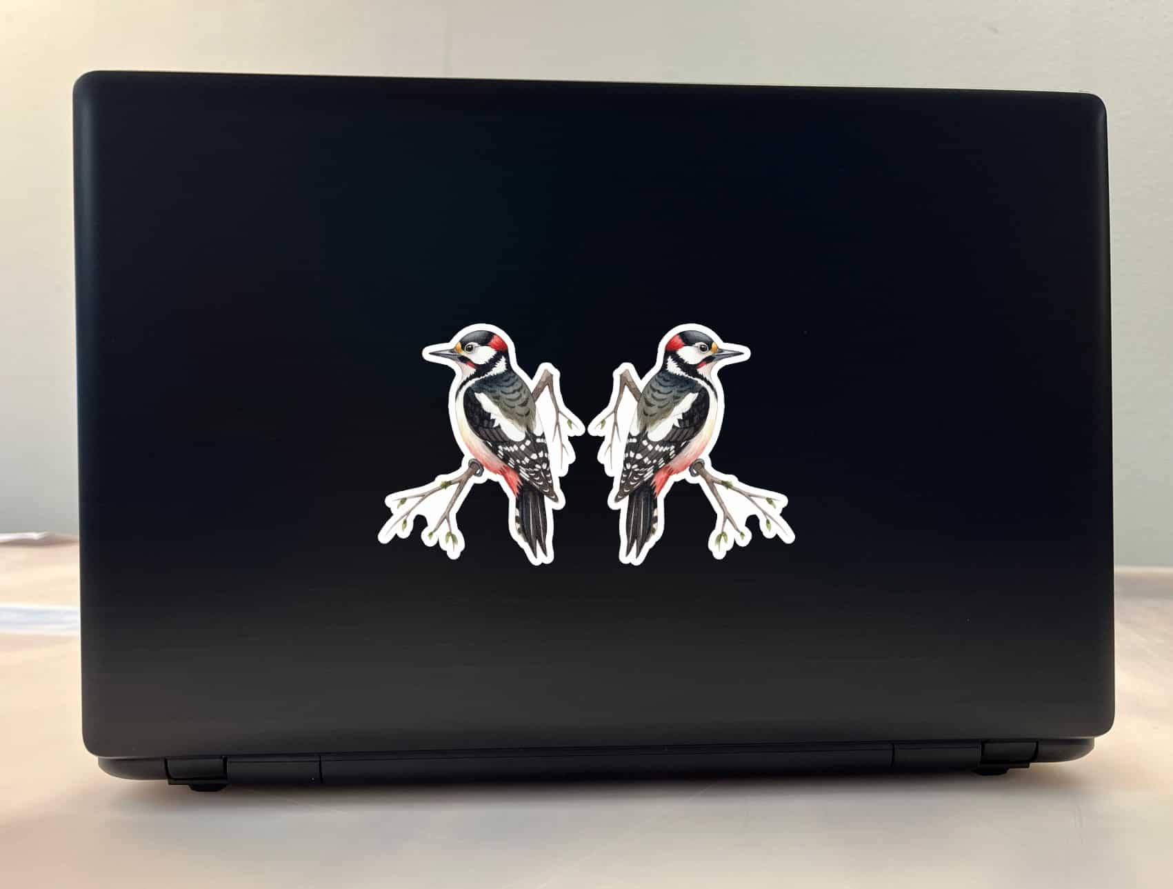 StickerTalk Great Spotted Woodpecker on Branch Vinyl Sticker Sheet, 3 inches by 3.5 inches