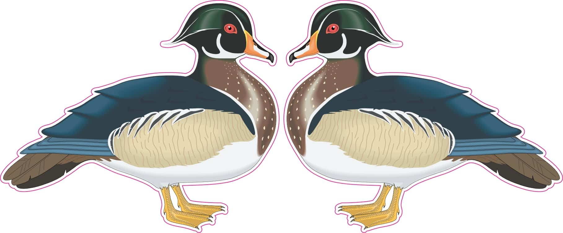StickerTalk Mirrored Wood Duck Vinyl Sticker Sheet, 3 inches by 2.5 inches