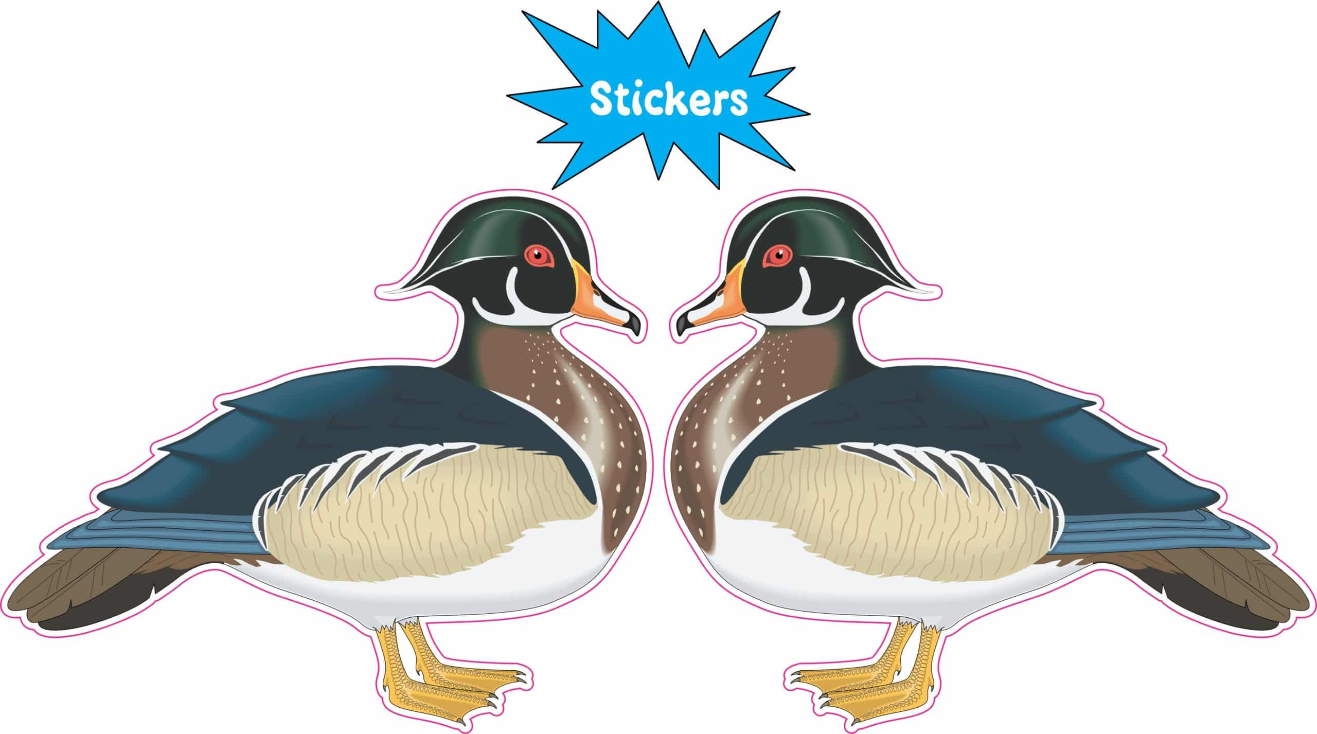 StickerTalk Mirrored Wood Duck Vinyl Sticker Sheet, 3 inches by 2.5 inches