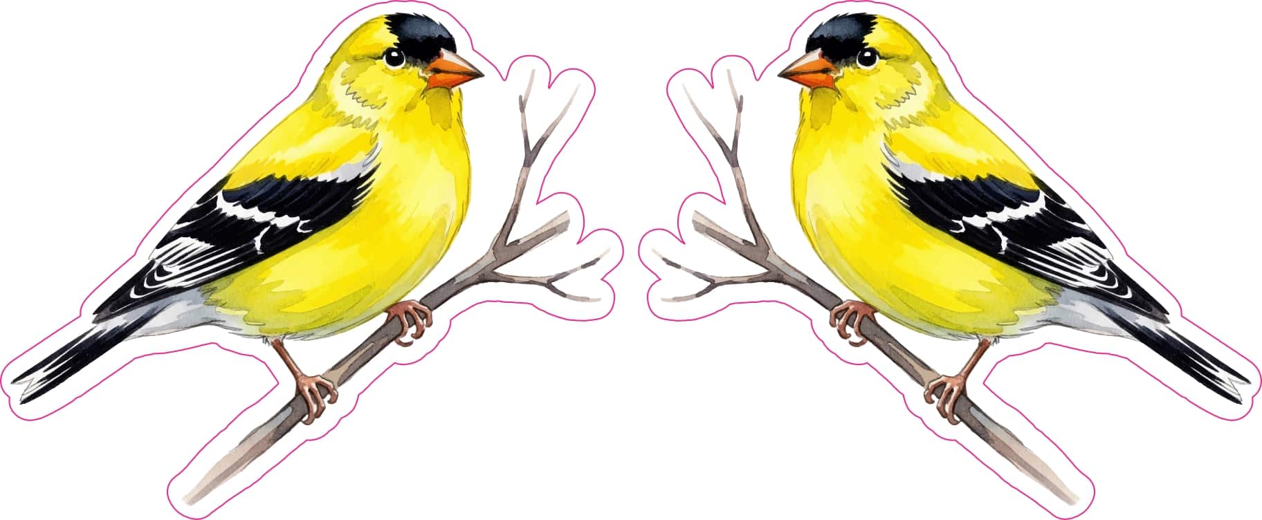 StickerTalk Mirrored American Goldfinch on Tree Branch, 3 inches by 2.5 inches