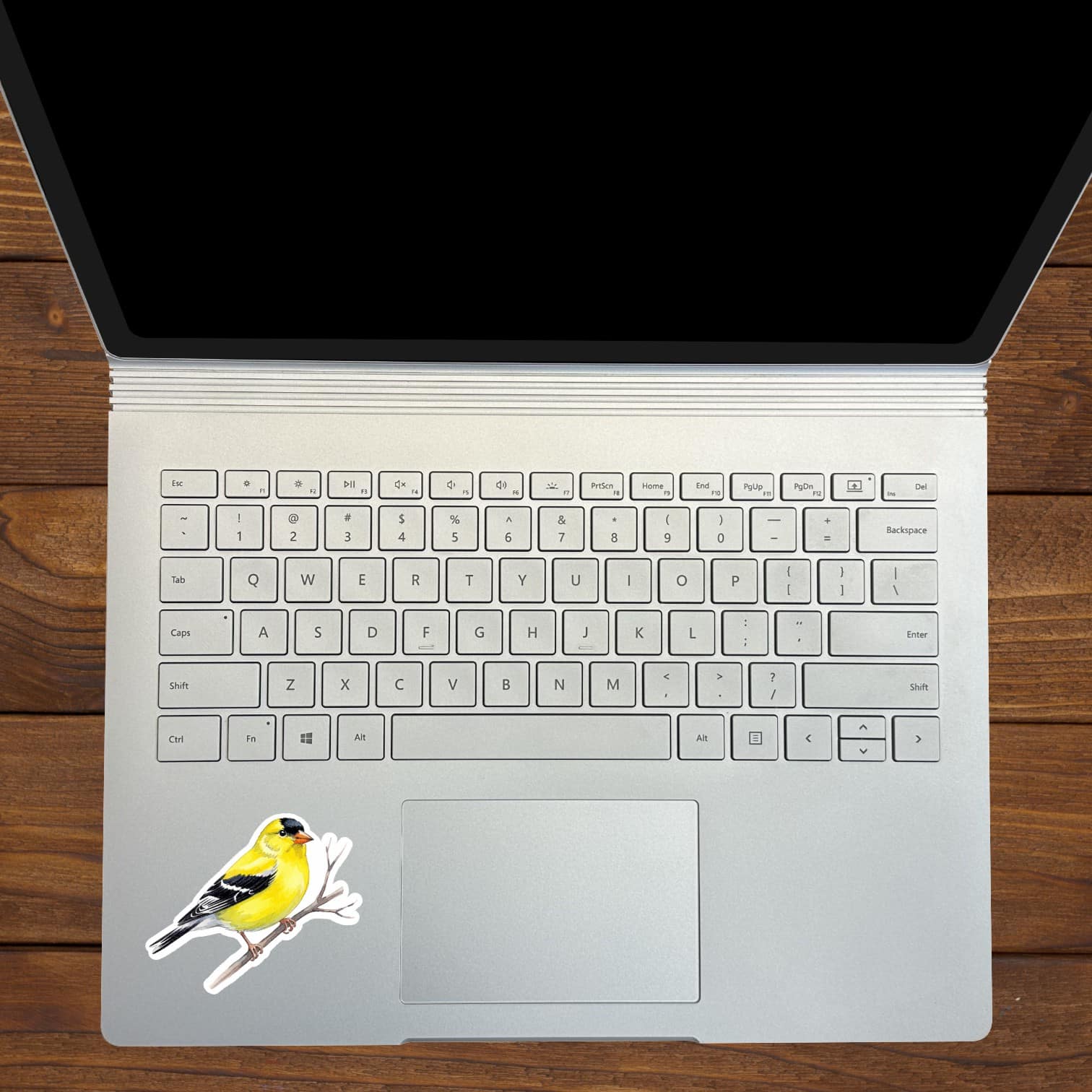 StickerTalk Mirrored American Goldfinch on Tree Branch, 3 inches by 2.5 inches