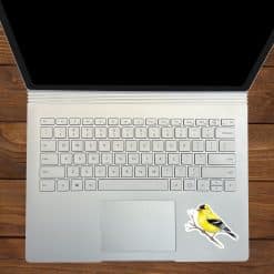 StickerTalk Mirrored American Goldfinch on Tree Branch, 3 inches by 2.5 inches