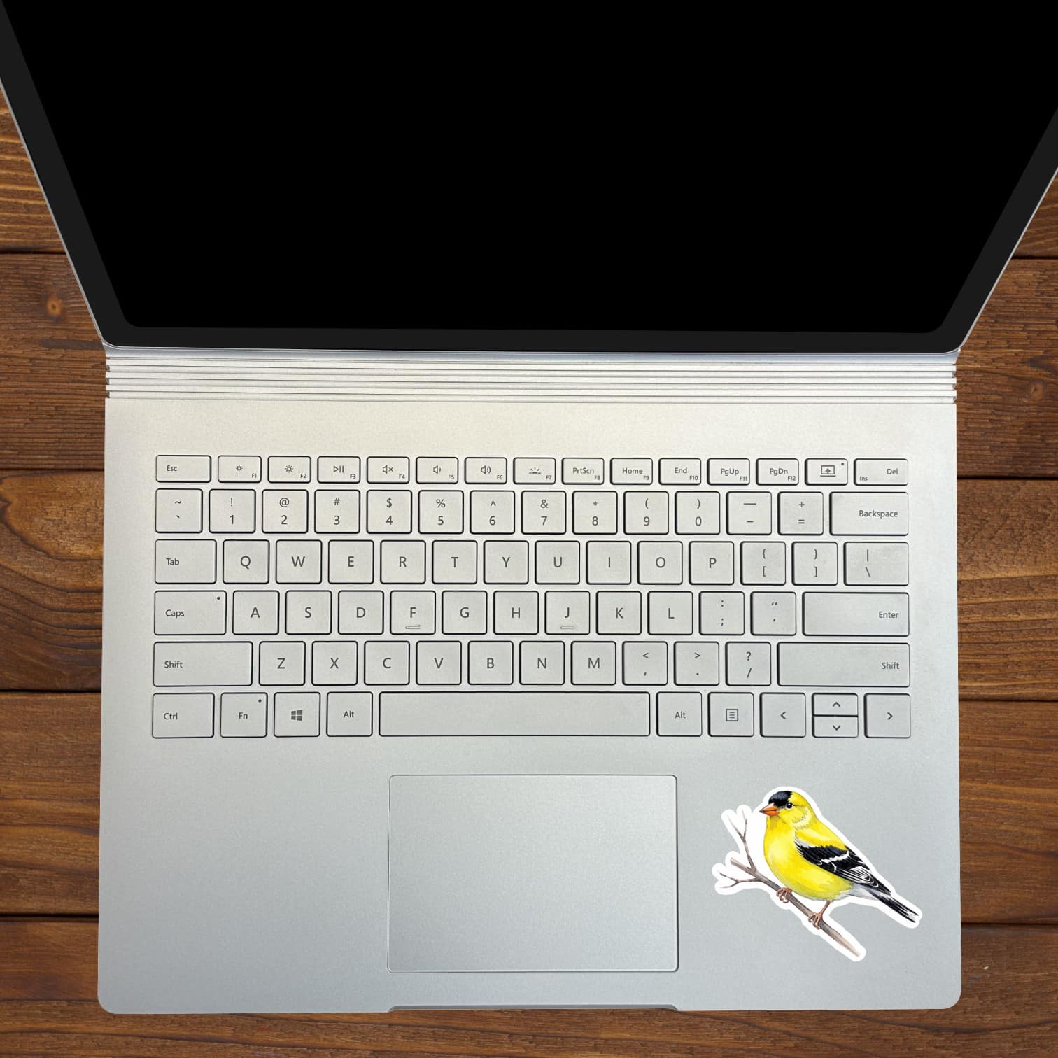 StickerTalk Mirrored American Goldfinch on Tree Branch, 3 inches by 2.5 inches