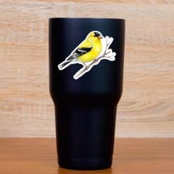 StickerTalk Mirrored American Goldfinch on Tree Branch, 3 inches by 2.5 inches