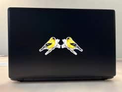 StickerTalk Mirrored American Goldfinch on Tree Branch, 3 inches by 2.5 inches