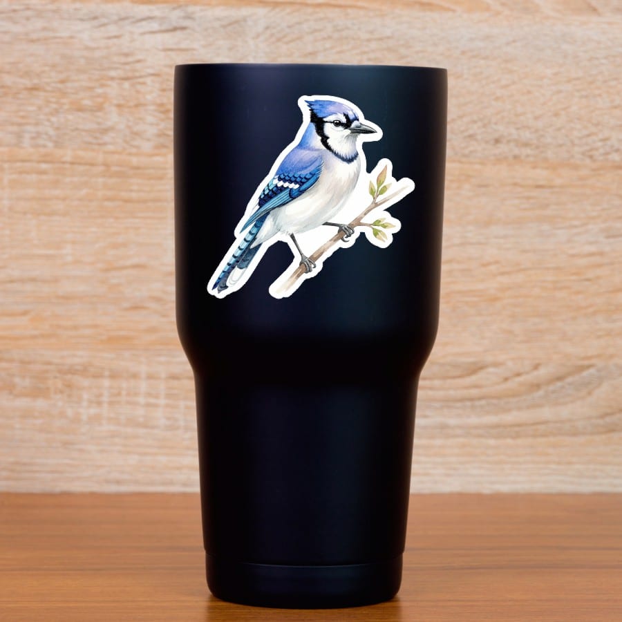 StickerTalk Blue Jay on Branch Vinyl Sticker Sheet, 3 inches by 3 inches