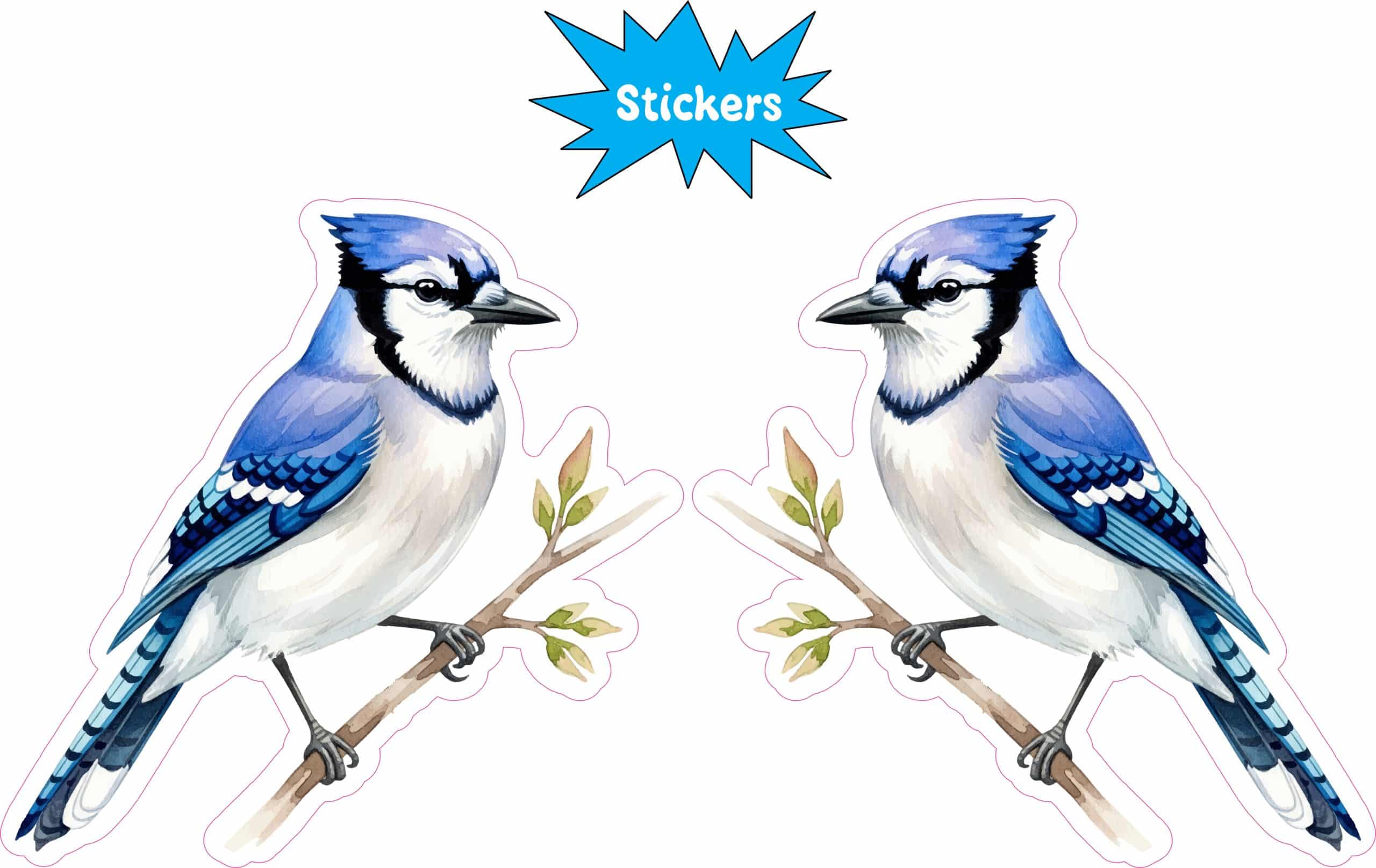StickerTalk Blue Jay on Branch Vinyl Sticker Sheet, 3 inches by 3 inches