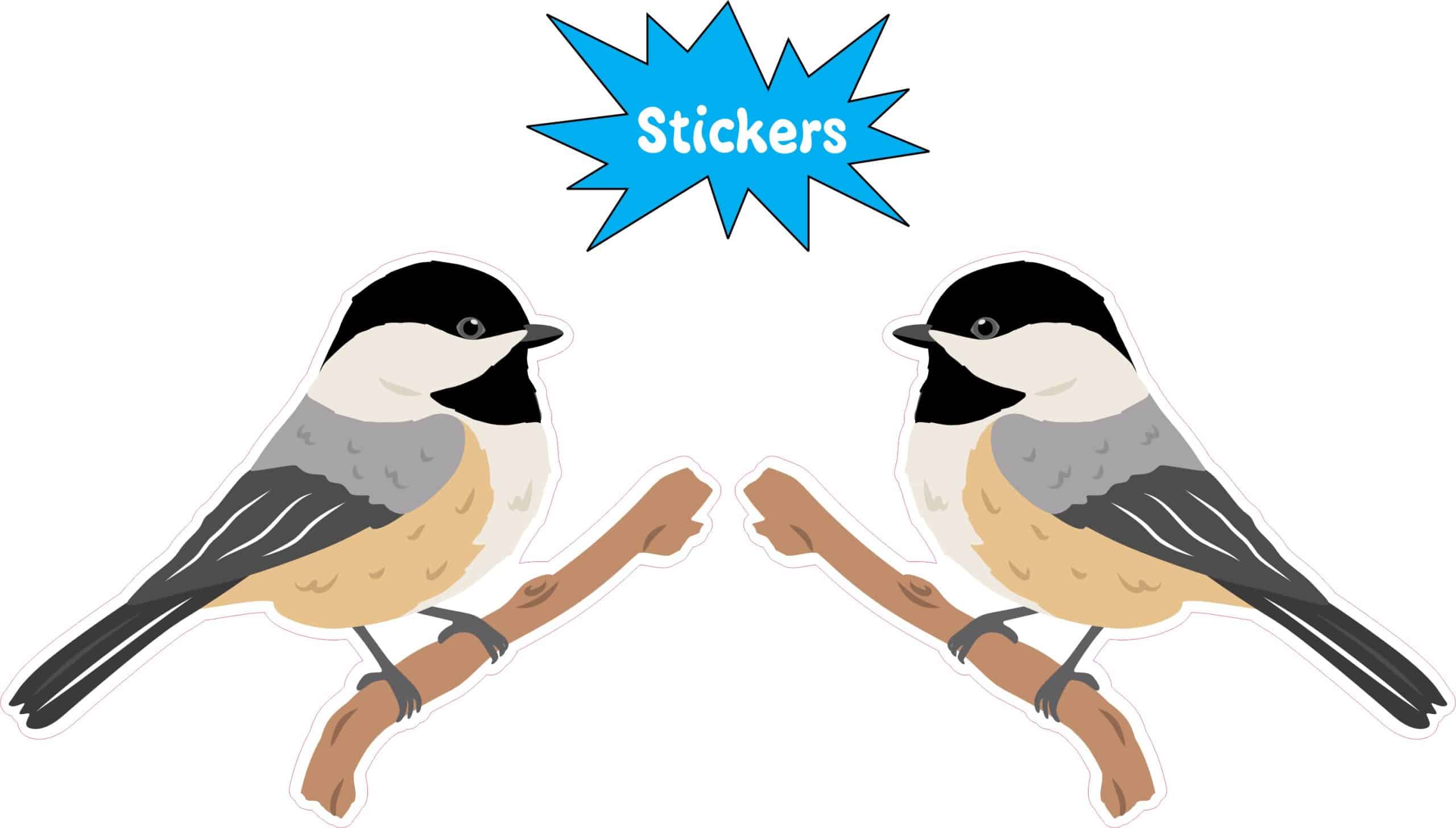 StickerTalk Mirrored Chickadee on Branch Vinyl Sticker Sheet, 2.5 inches by 2 inches