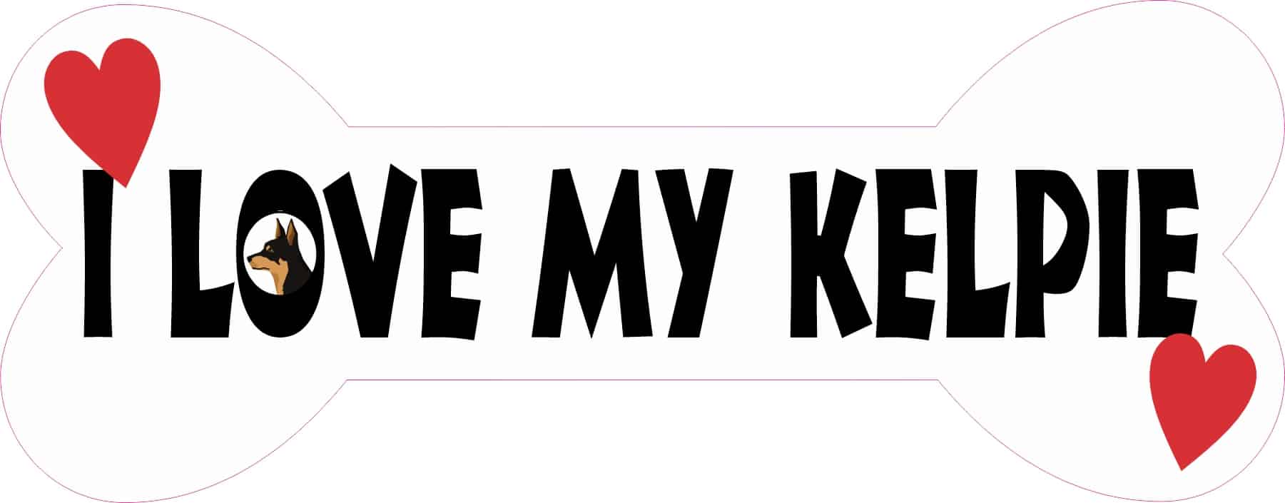 StickerTalk I Love My Kelpie Dog Vinyl Sticker, 6 inches by 2.3 inches