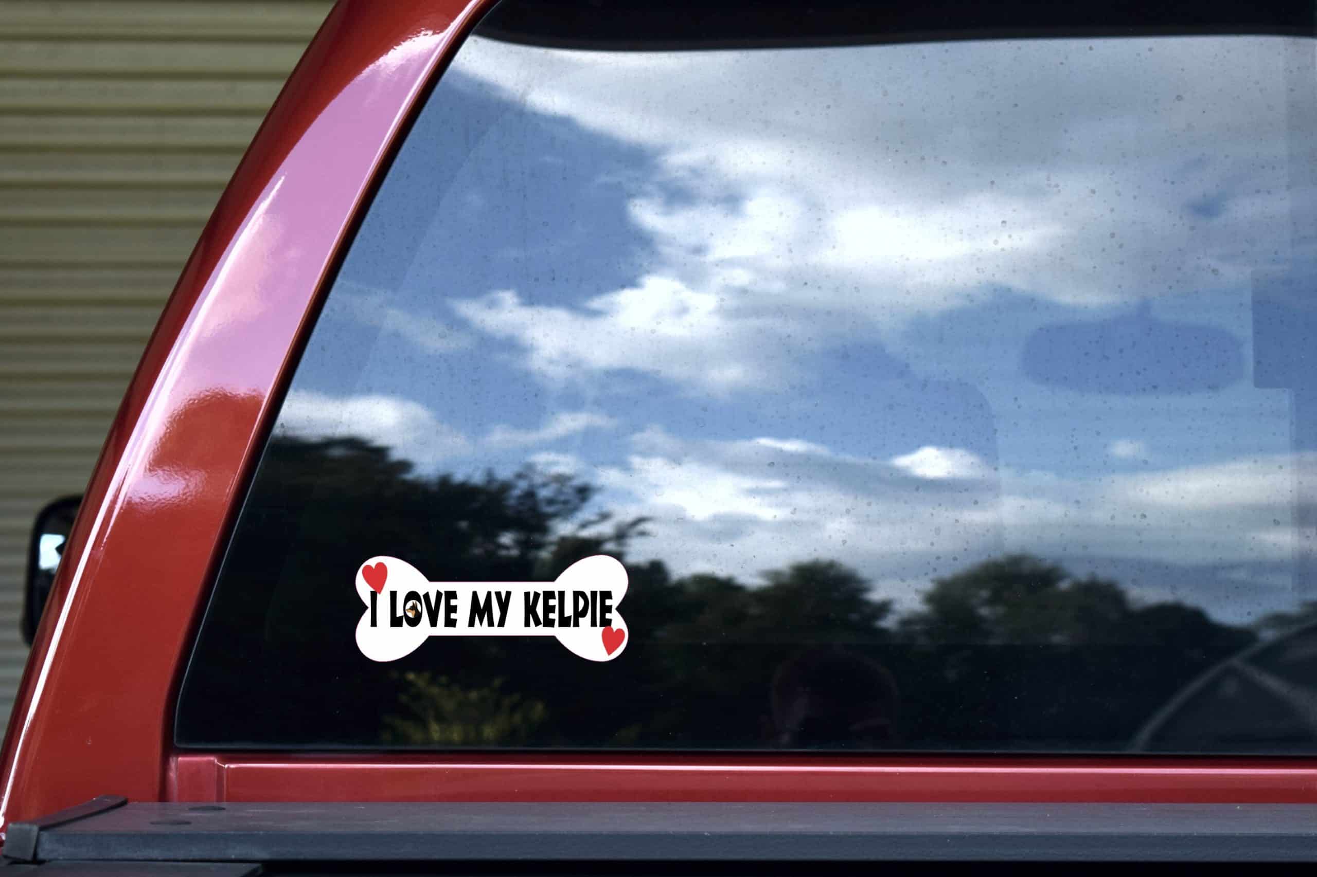 StickerTalk I Love My Kelpie Dog Vinyl Sticker, 6 inches by 2.3 inches