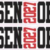 StickerTalk Senior 2027 Red Vinyl Sticker Sheet, 5 inches by 2 inches