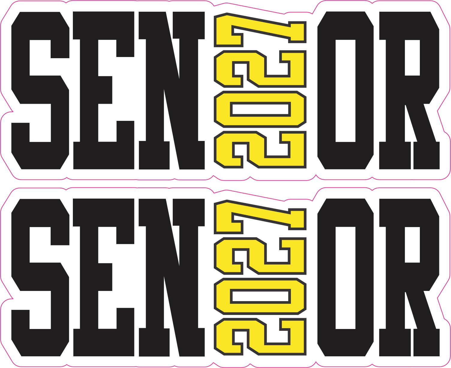 StickerTalk Yellow 2027 Senior Vinyl Sticker Sheet, 5 inches by 2 inches