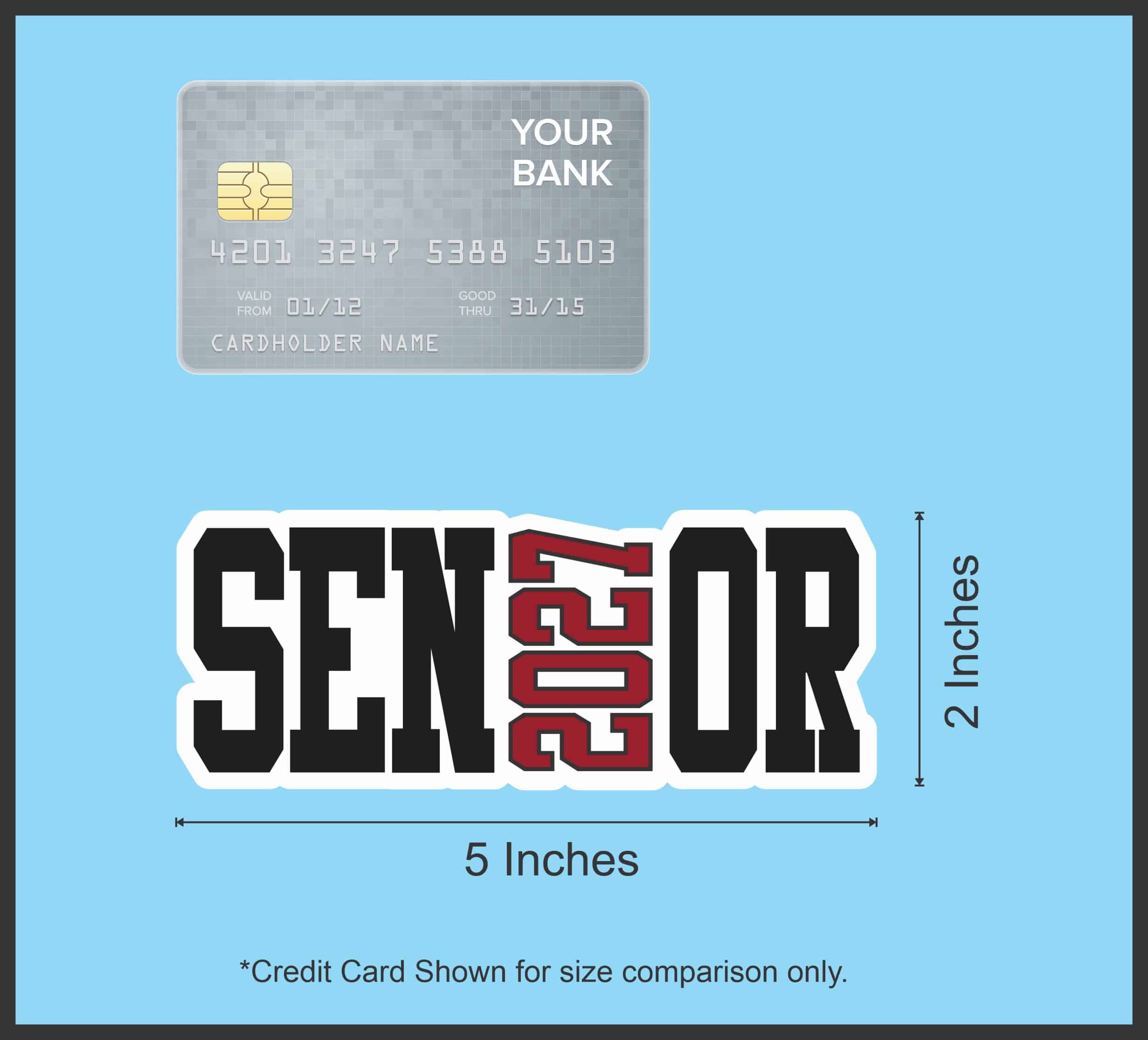 StickerTalk Maroon Senior 2027 Vinyl Sticker Sheet, 5 inches by 2 inches