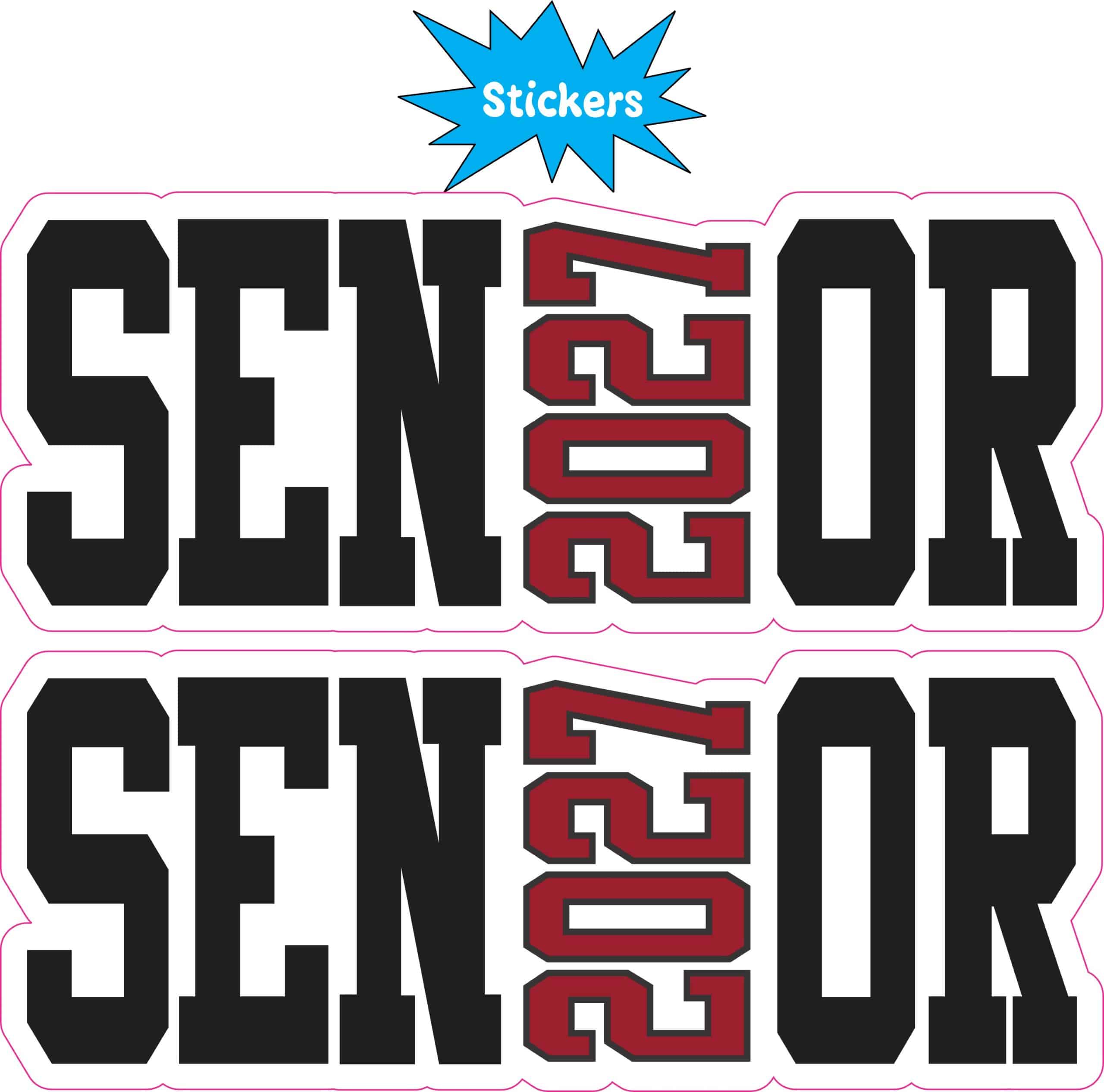 StickerTalk Maroon Senior 2027 Vinyl Sticker Sheet, 5 inches by 2 inches