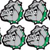 StickerTalk Left Facing Green Bulldog Mascot Vinyl Sticker Sheet, 1 inch by 1 inch