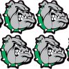 StickerTalk Right Facing Green Bulldog Mascot Vinyl Sticker Sheet, 1 inch by 1 inch
