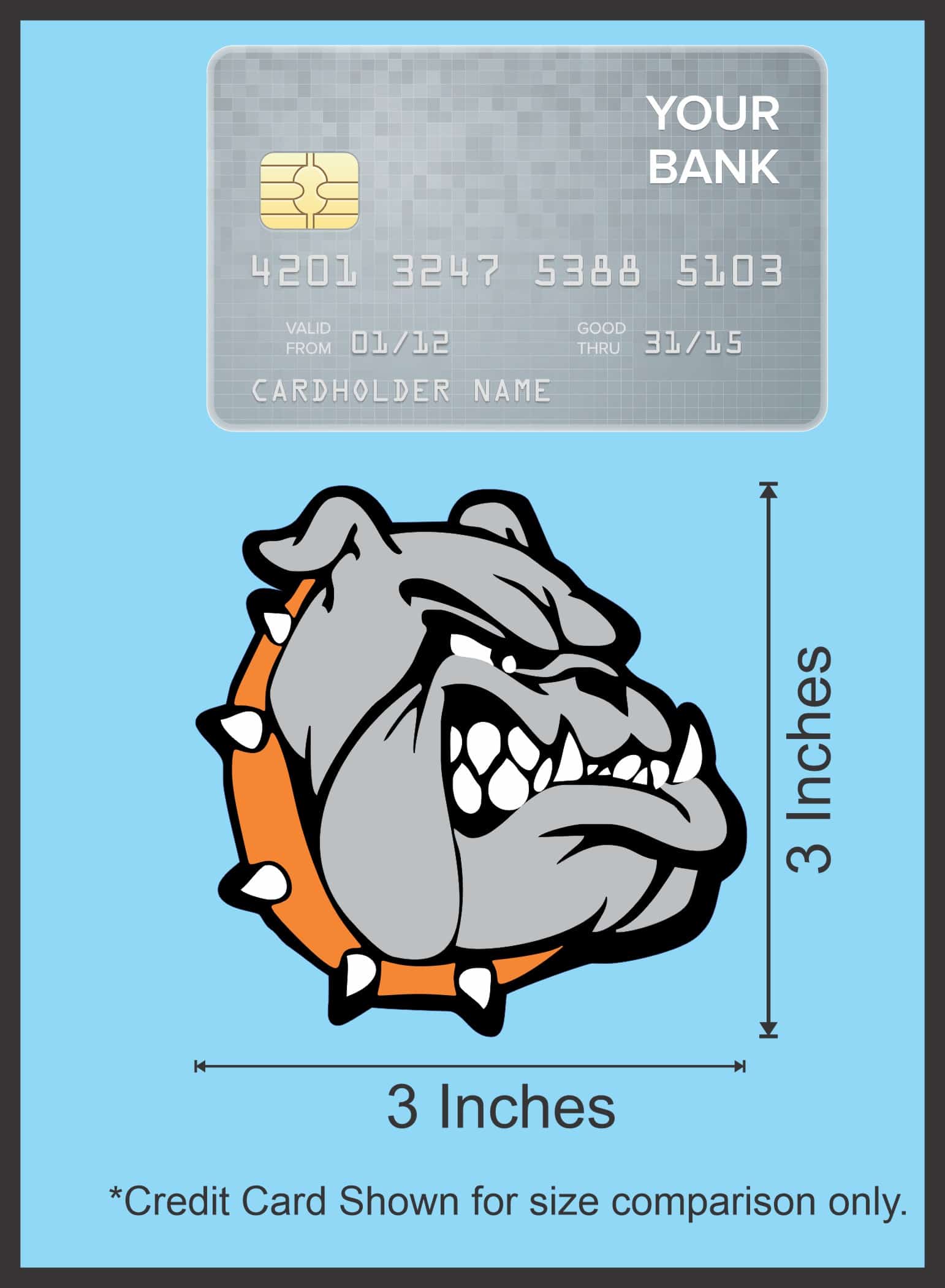 StickerTalk Right Facing Orange Bulldog, 3 inches by 3 inches