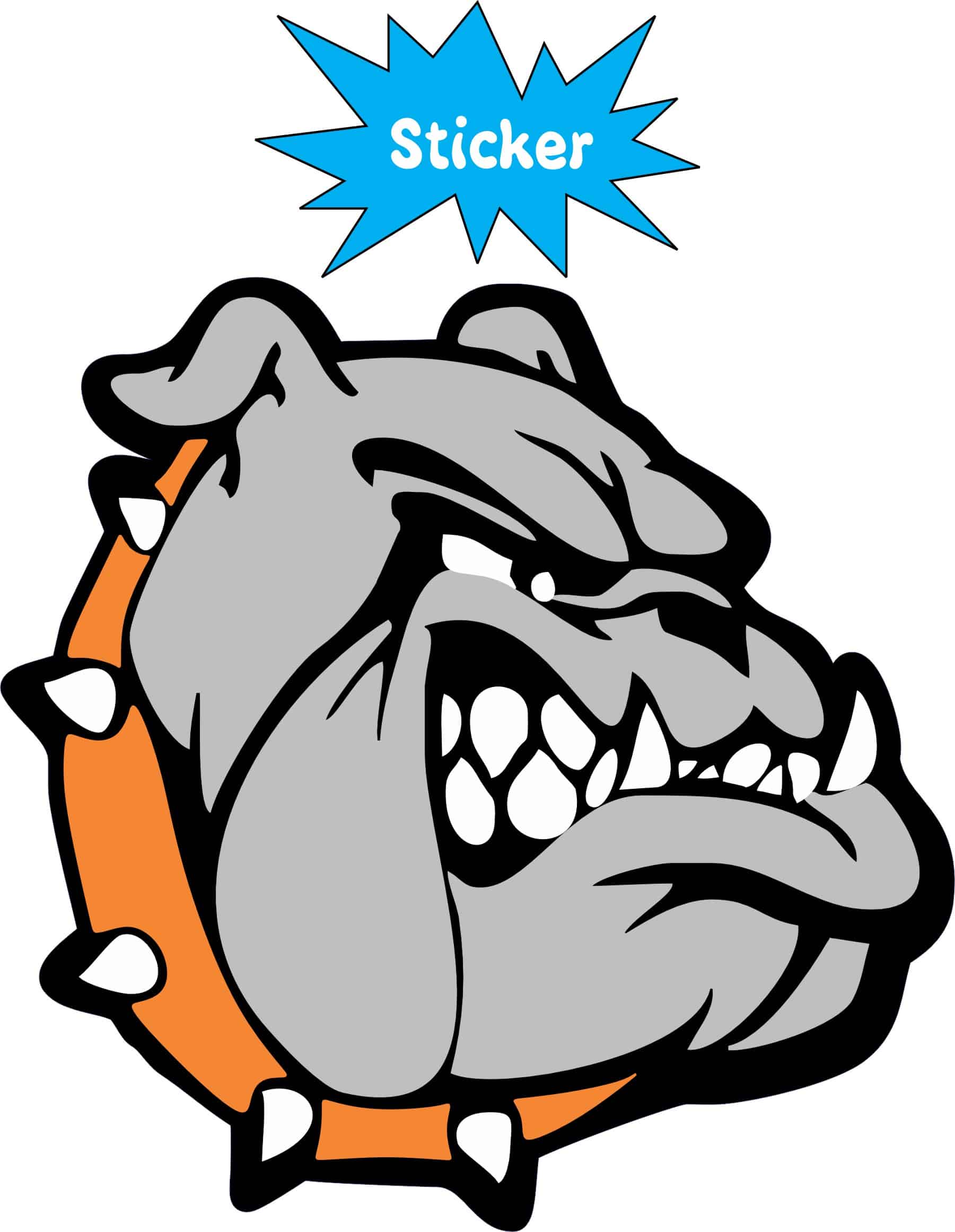 StickerTalk Right Facing Orange Bulldog, 3 inches by 3 inches