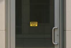 StickerTalk Caution Stand Clear of Door Vinyl Sticker, 5 inches by 3 inches