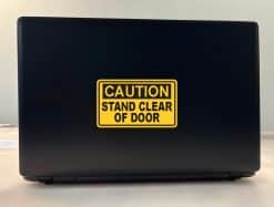 StickerTalk Caution Stand Clear of Door Vinyl Sticker, 5 inches by 3 inches