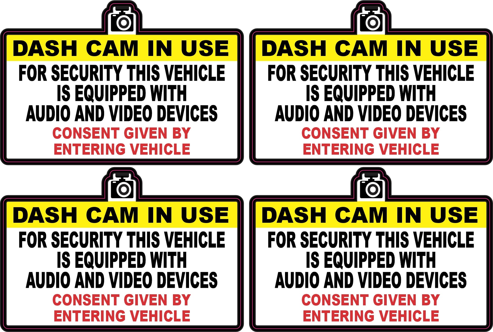 StickerTalk Dash Cam In Use Vinyl Sticker Sheet, 3 inches by 2 inches